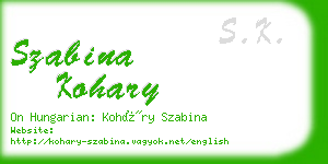 szabina kohary business card